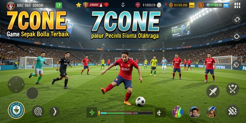 Tampilan aksi permainan sepak bola di 7CONE.
