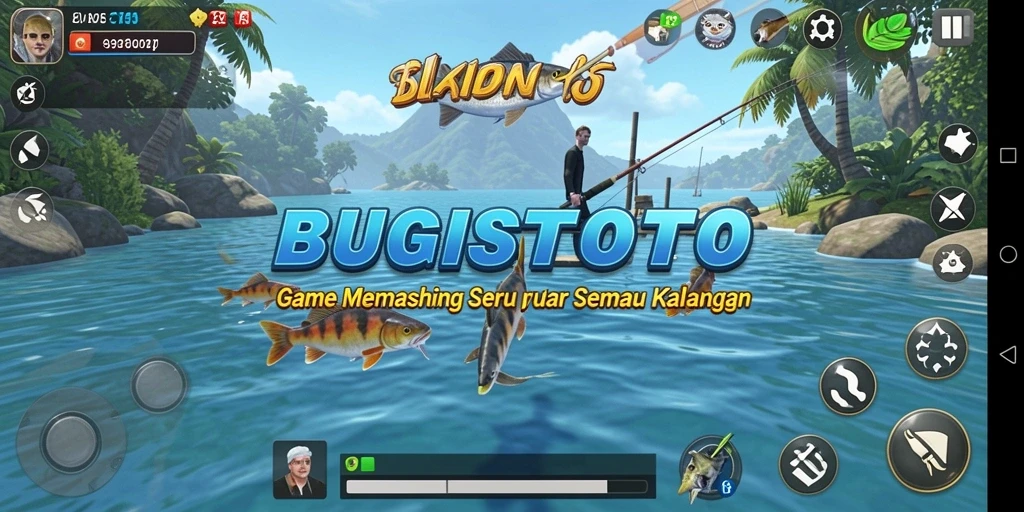 Screenshot menampilkan gameplay seru memancing di BUGISTOTO.