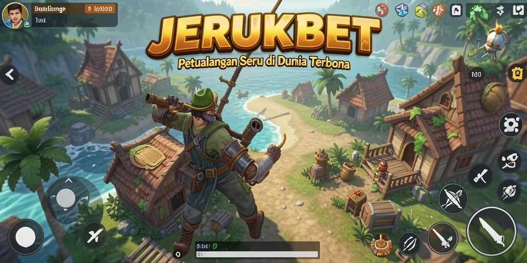 Tampilan gameplay JERUKBET dengan petualangan seru di dunia terbuka.