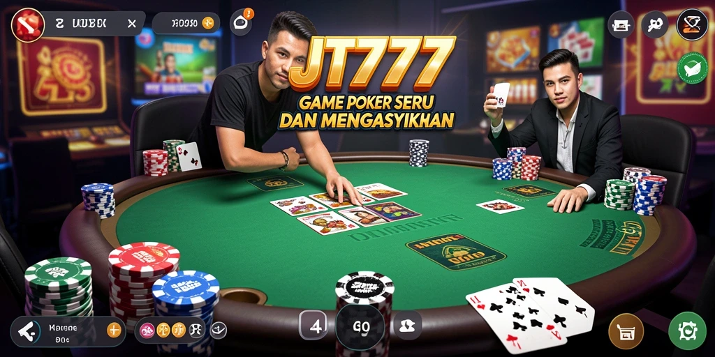 Screenshot JT777 menunjukkan pemain yang fokus pada permainan Poker yang menarik.