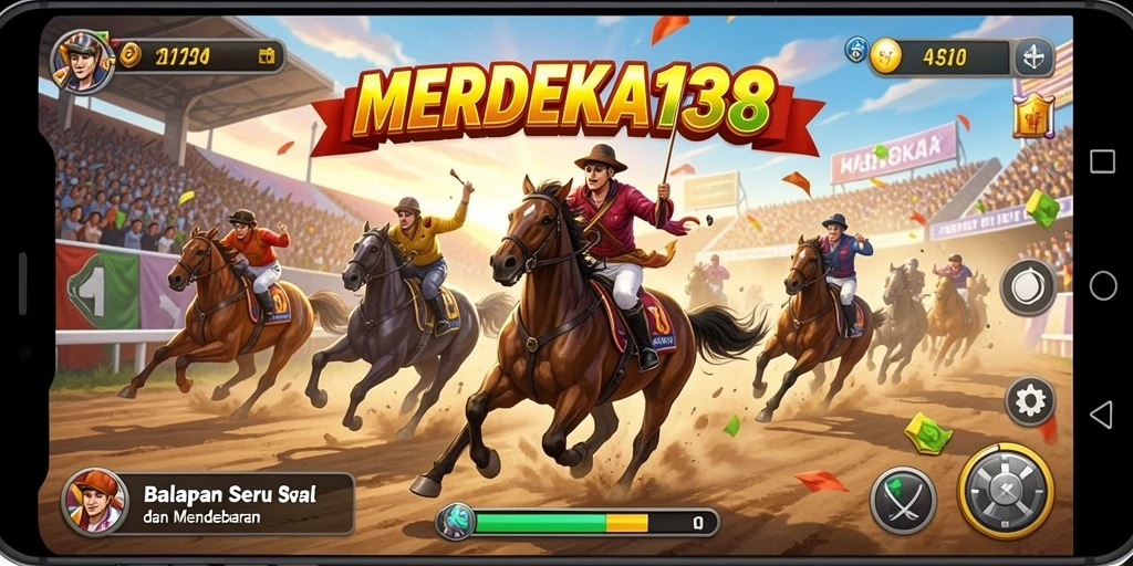 Gameplay balapan intens dalam MERDEKA138 yang penuh aksi.