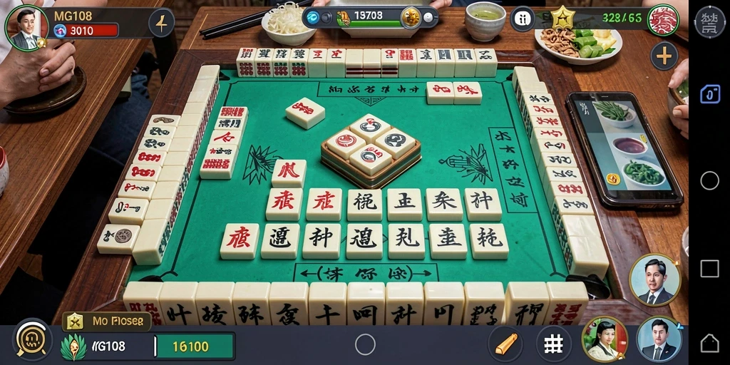 Tampilan gameplay Mahjong yang menarik dan interaktif dari MG108.