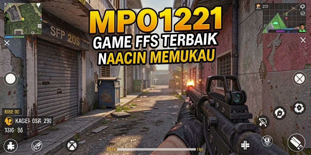 Screenshot gameplay MPO1221 dengan aksi tembak-menembak yang intens.