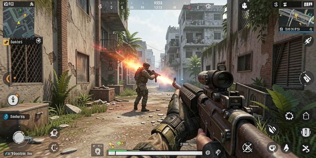 Tampilan gameplay seru MPO2121 dalam aksi tembak-menembak.