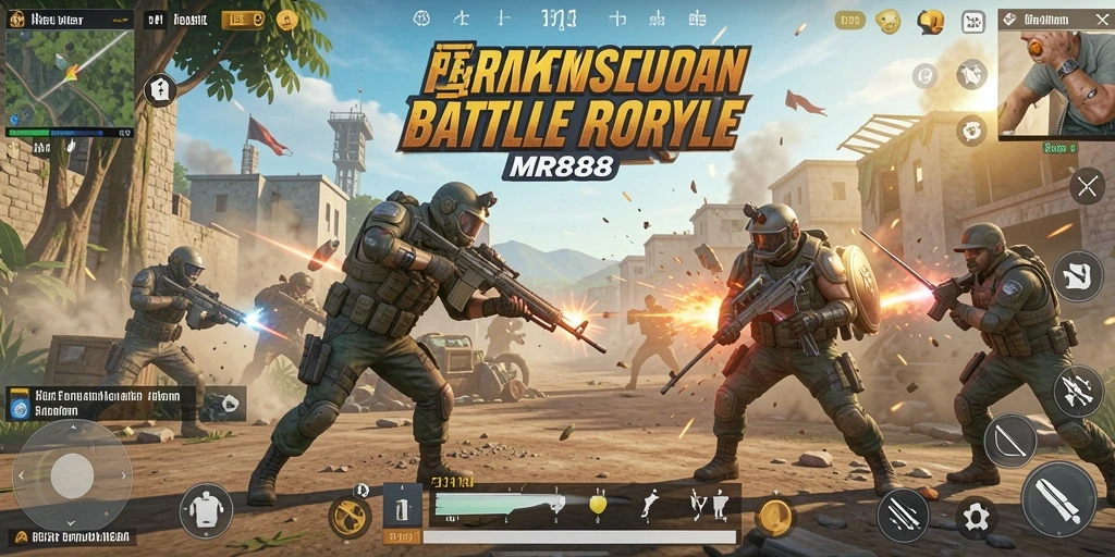 Screenshot MR888 menampilkan aksi mendebarkan dalam pertempuran Battle Royale.
