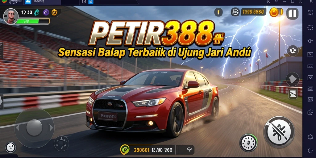 Screenshot game PETIR388 menampilkan aksi balap yang mendebarkan.
