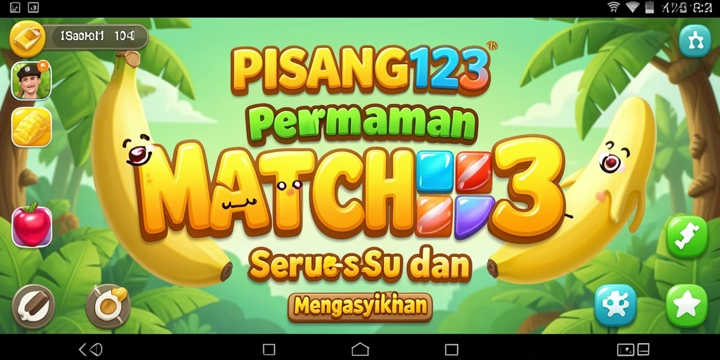 Tangkapan layar PISANG123 menampilkan gameplay Match-3 yang seru.