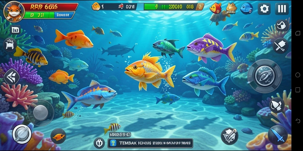 Tampilan gameplay seru dalam game Tembak Ikan RR666.
