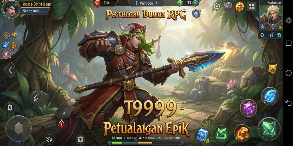 Screenshot T9999 menampilkan aksi pertempuran RPG yang seru dan menarik.