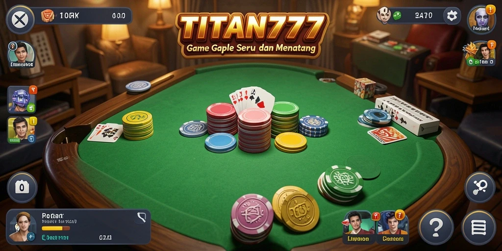 Screenshot utama TITAN777 menampilkan gameplay seru Gaple.