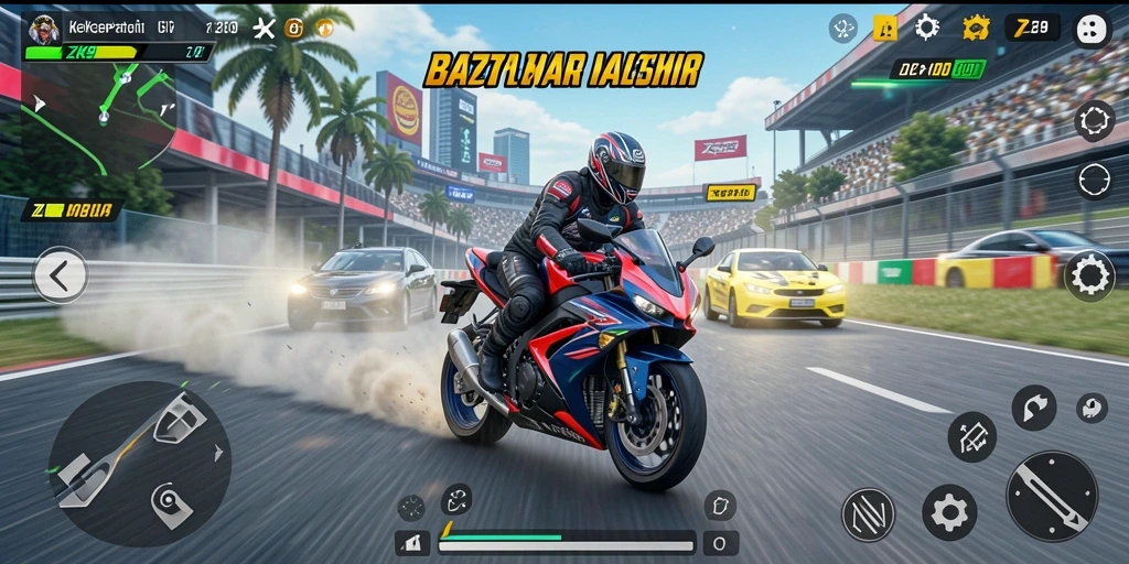 Tampilan gameplay mendebarkan dalam balapan motor ZK9.