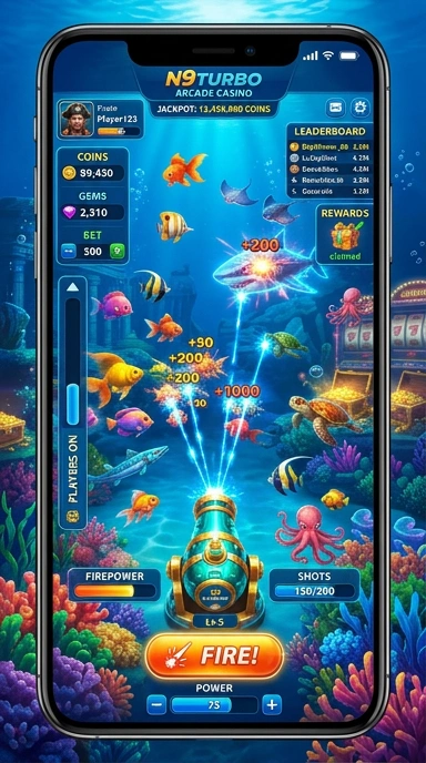 Layar utama n9turbo dengan berbagai kategori aplikasi tersedia.